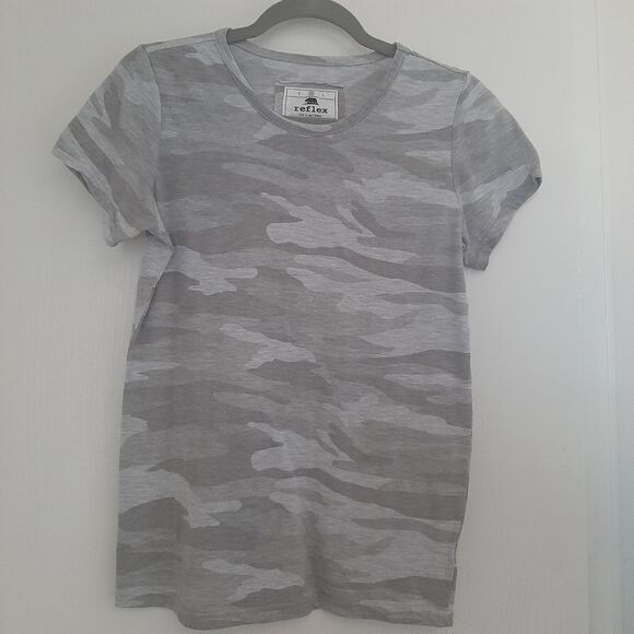 Reflex Camouflage Crew Neck Gray Casual Medium Cotton Blend Tee - Picture 4 of 8